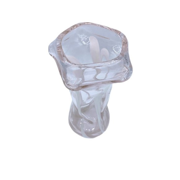 Margie's Garden Art Glass Hand Blown Vase Decor Light Pink Clear White Venice CA - Picture 5 of 7